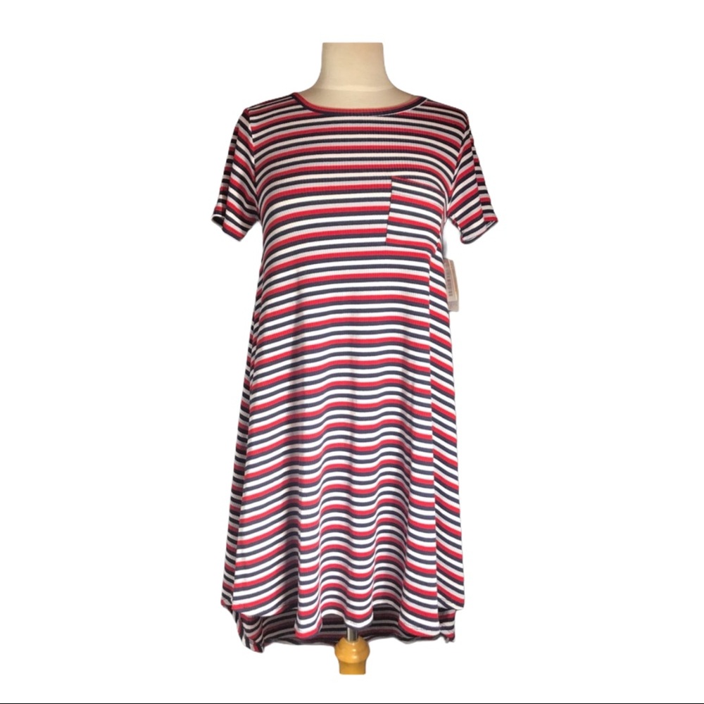 LuLaRoe Red, White and Blue High/Low Carly Dress